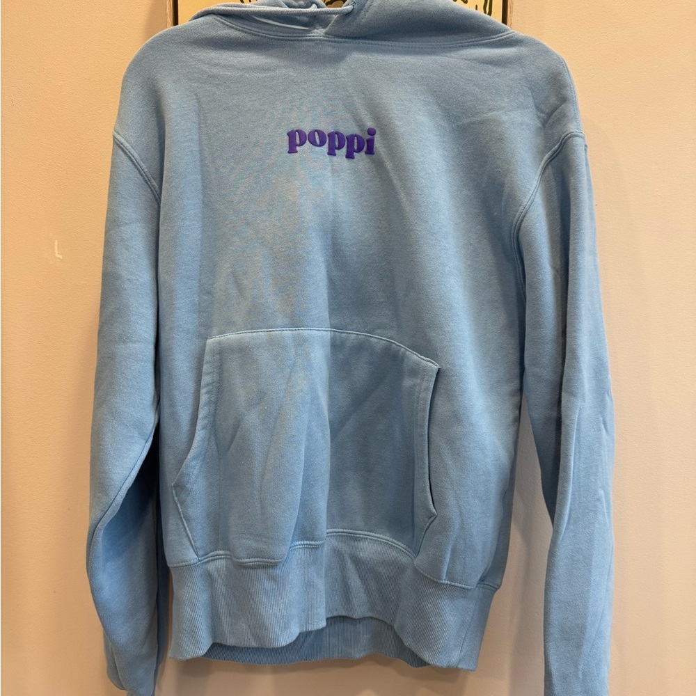 Poppi Light Blue Hoodie Sweatshirt Women’s Medium - GOOD/USED CONDITION
